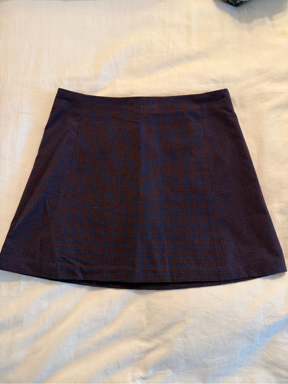 Aritzia Navy Plaid Mini Skirt with Subtle Maroon Checks